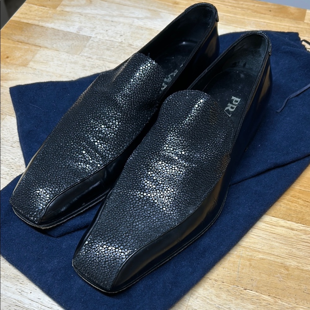 PRADA Men's Black Stingray & leather shoes